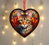 Bengal Cat Stained Glass Effect Heart Suncatcher